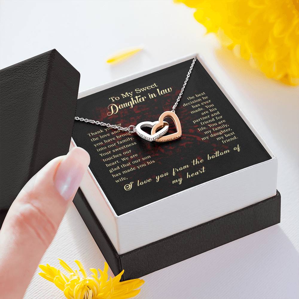 To My Sweet Daughter in Law Interlocking Hearts Necklace