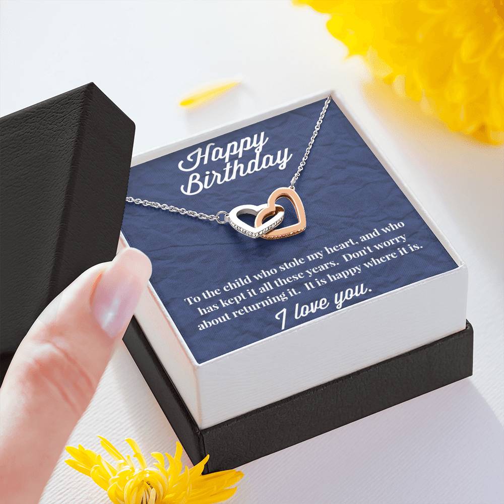 Happy Birthday Interlocking Hearts Necklace