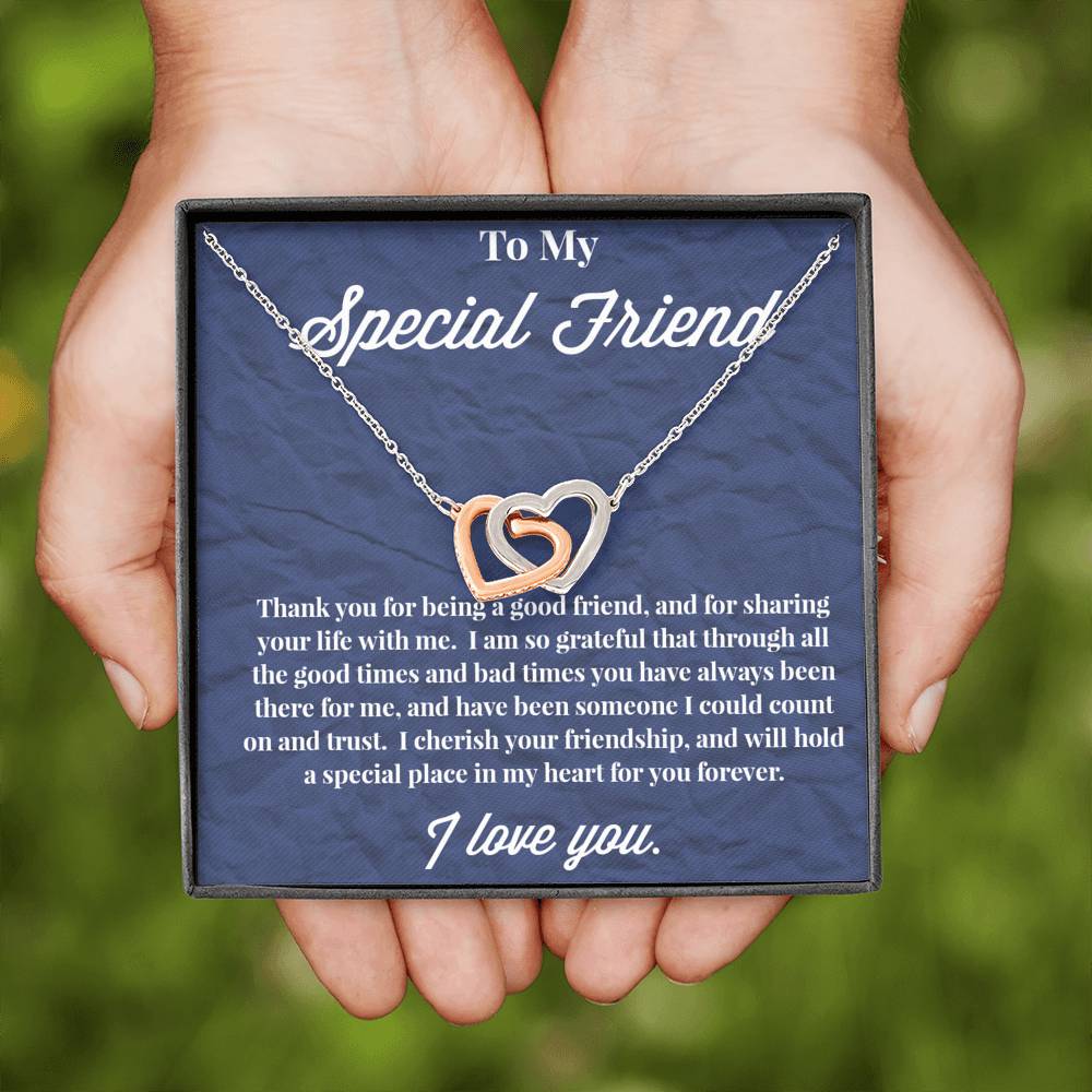 To My Special Friend Interlocking Hearts Necklace, Gift for Best Friend, Necklace for Friend