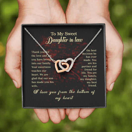 To My Sweet Daughter in Law Interlocking Hearts Necklace