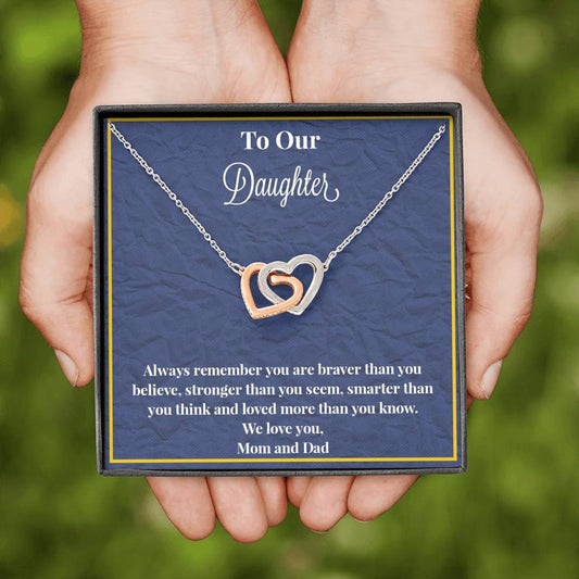 To Our Daughter Always Remember Interlocking Hearts Necklace