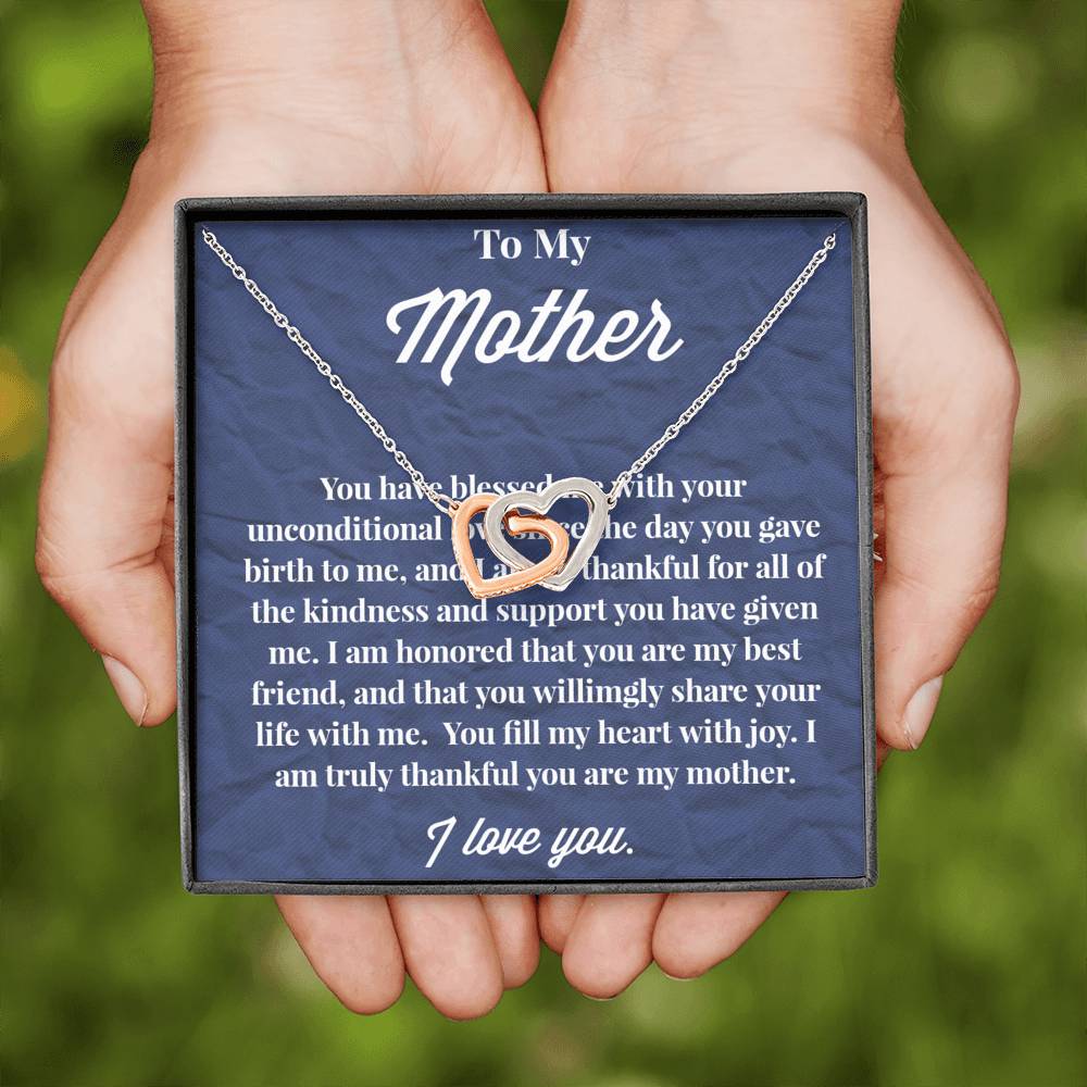 To My Mother Interlocking Hearts Necklace - Jewelry for Mom - Gift for Mom