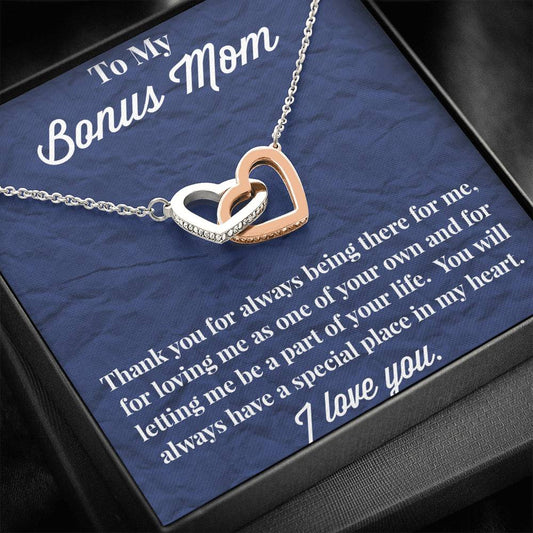 To My Bonus Mom Interlocking Hearts Necklace