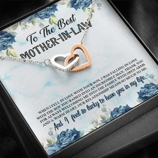 To The Best Mother-In-Law Interlocking Hearts Necklace