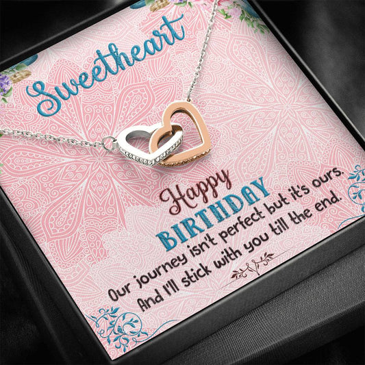 Happy Birthday Necklace - Interlocking Hearts Pendant
