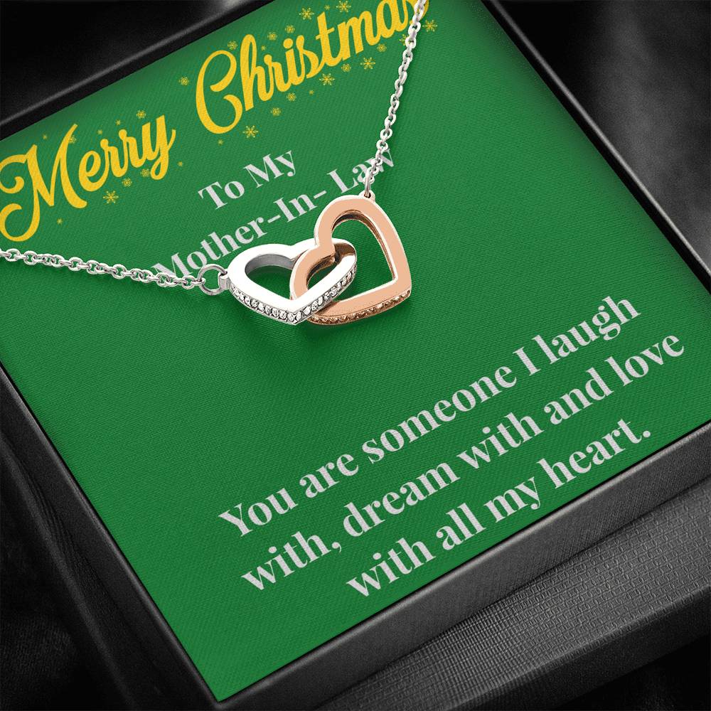 Merry Christmas To My Mother-In-Law Interlocking Hearts Necklace - Gift for Mother - Necklace for Mother-In-Law