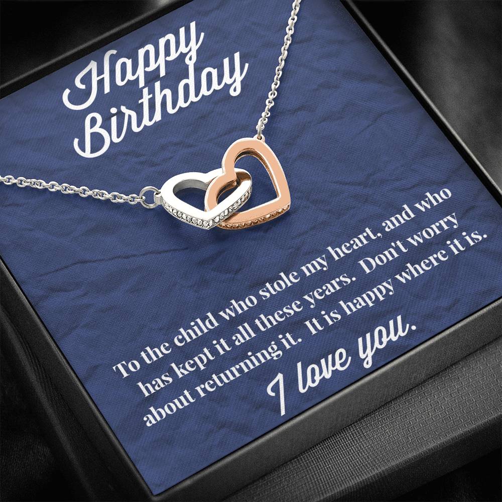 Happy Birthday Interlocking Hearts Necklace