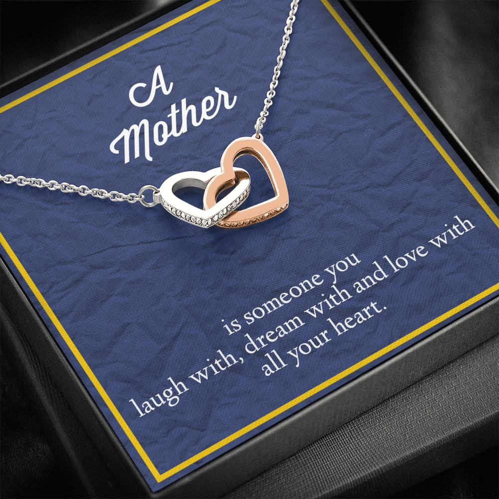 A Mother Is Someone You Love With All Your Heart Interlocking Hearts Necklace
