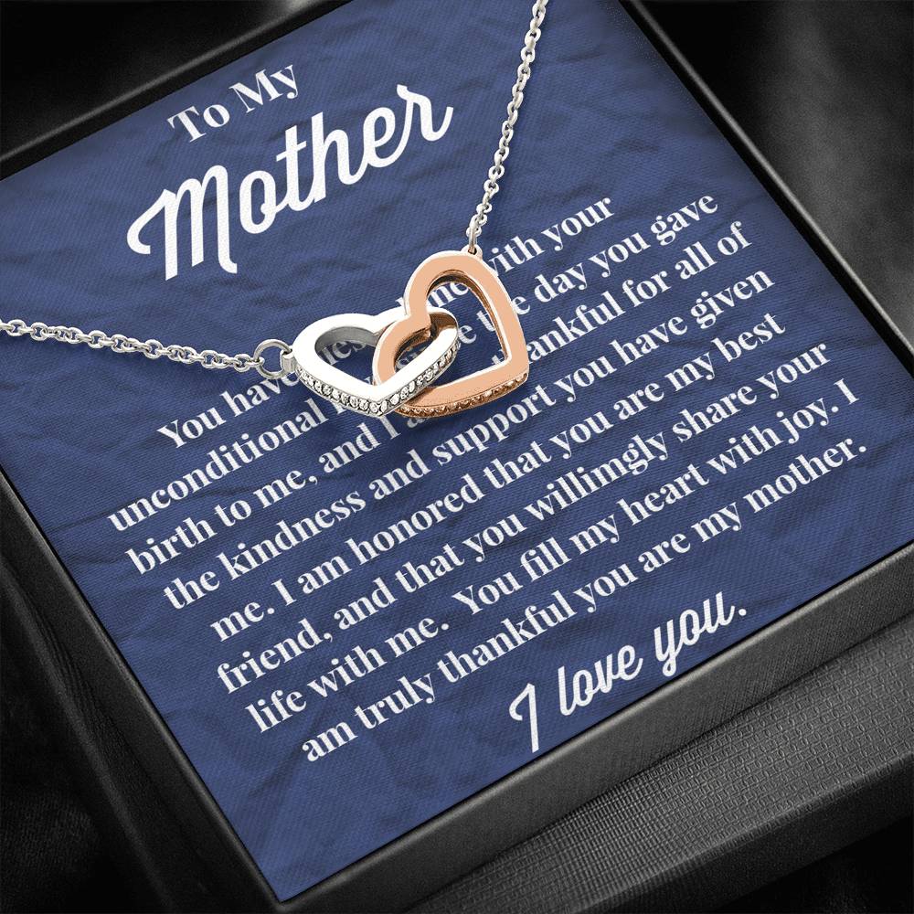 To My Mother Interlocking Hearts Necklace - Jewelry for Mom - Gift for Mom