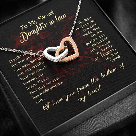 To My Sweet Daughter in Law Interlocking Hearts Necklace