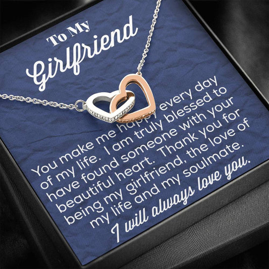 To My Girlfriend Interlocking Hearts Necklace