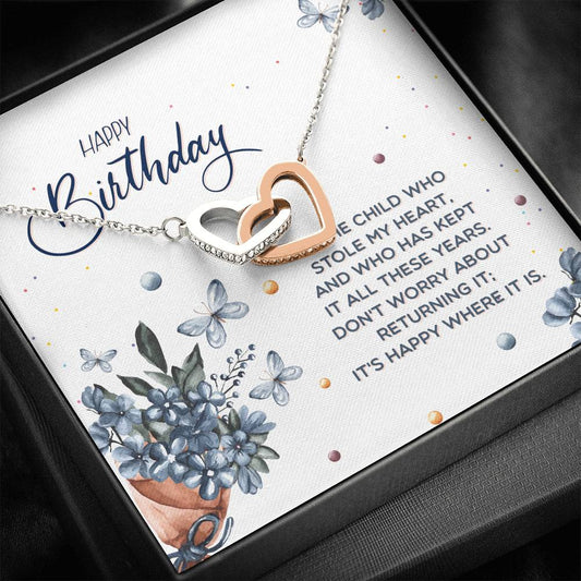 Birthday Necklace for Daughter - Interlocking Hearts Necklace