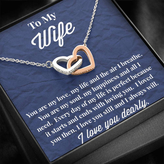 To My Wife Interlocking Hearts Necklace