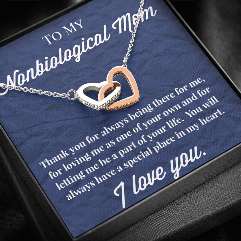 To My Nonbiological Mom Interlocking Hearts Necklace, Bonus Mom Necklace, Stepmom Necklace, Bonus Mom Jewelry