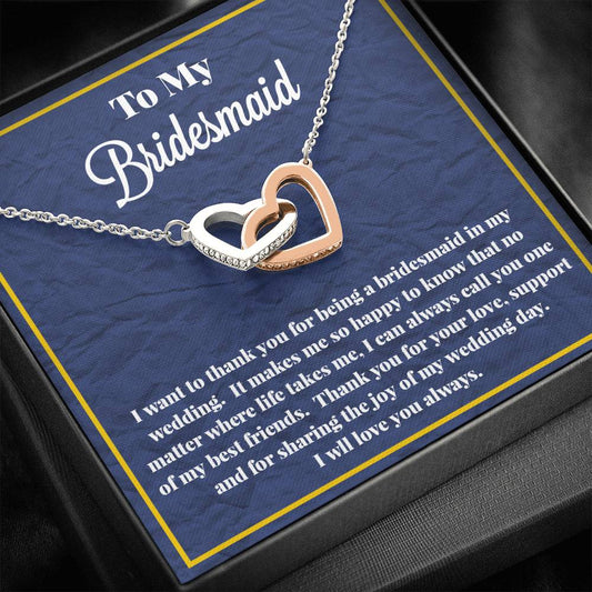 To My Bridesmaid Interlocking Hearts Necklace
