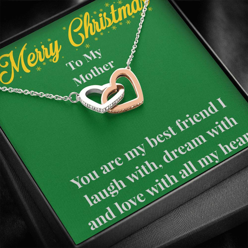 Merry Christmas To My Mother Interlocking Hearts Necklace - Gift for Mom - Necklace for Mom