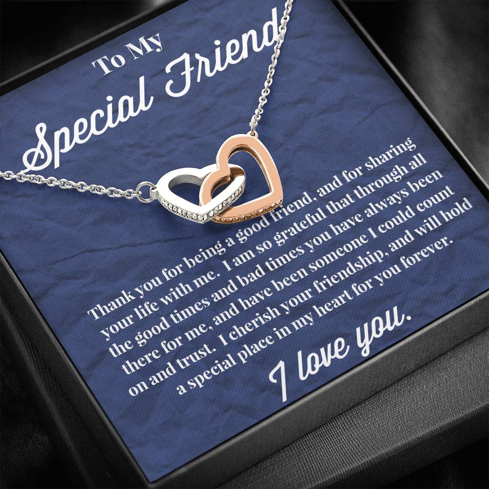 To My Special Friend Interlocking Hearts Necklace, Gift for Best Friend, Necklace for Friend