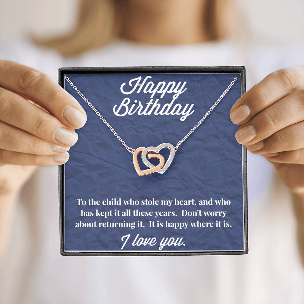 Happy Birthday Interlocking Hearts Necklace