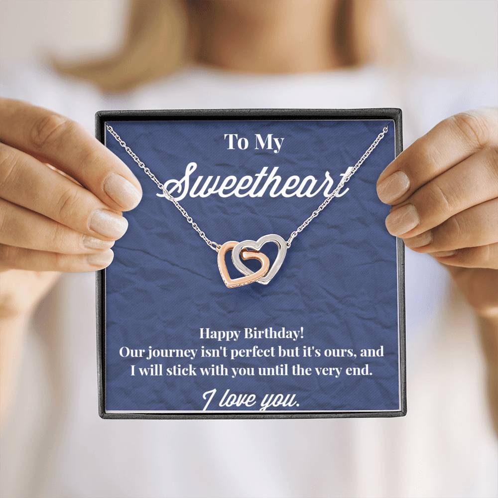 Happy Birthday To My Sweetheart Interlocking Hearts Necklace - Sweetheart Necklace - Jewelry for Wife - Necklace for Wife