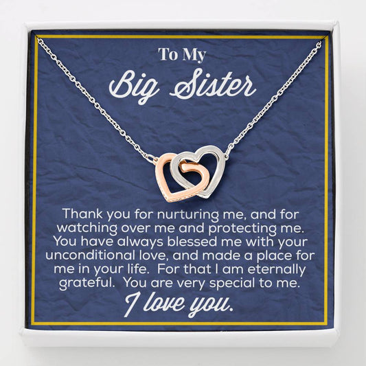 To My Big Sister Interlocking Hearts Necklace
