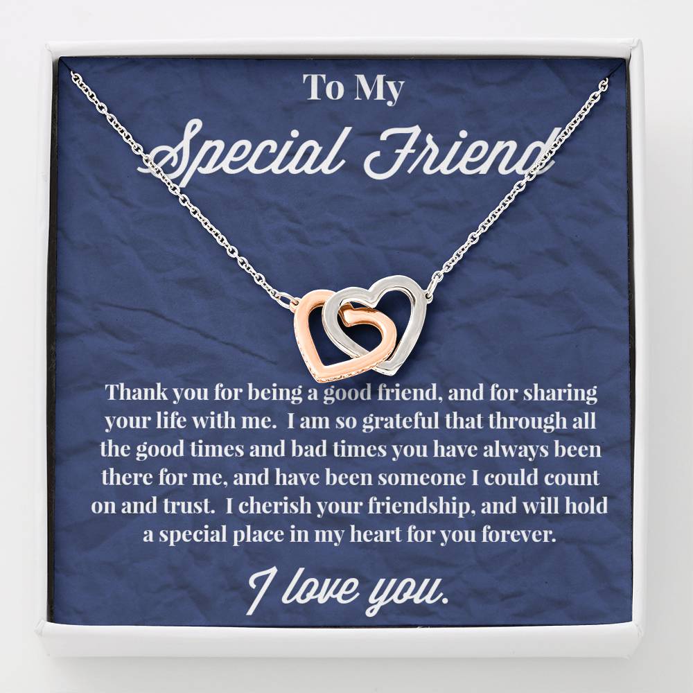 To My Special Friend Interlocking Hearts Necklace, Gift for Best Friend, Necklace for Friend