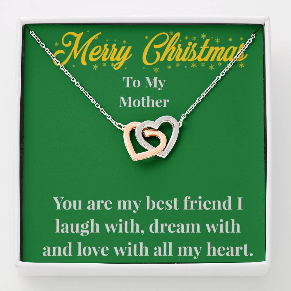 Merry Christmas To My Mother Interlocking Hearts Necklace - Gift for Mom - Necklace for Mom