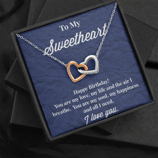 Happy Birthday To My Sweetheart Interlocking Hearts Necklace - Jewelry for Wife - Necklace for Wife