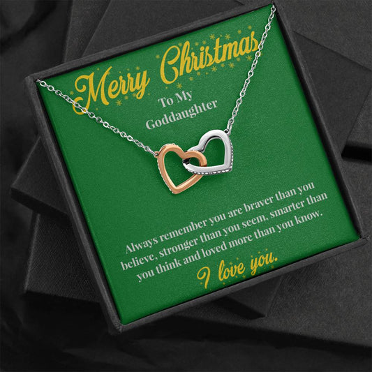 Merry Christmas To My Goddaughter - Interlocking Hearts Necklace - Christmas Gift for Goddaughter - Necklace for Goddaughter