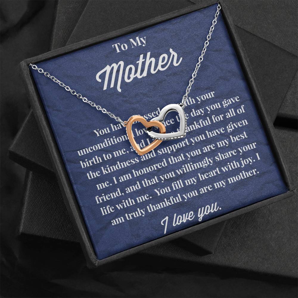 To My Mother Interlocking Hearts Necklace - Jewelry for Mom - Gift for Mom