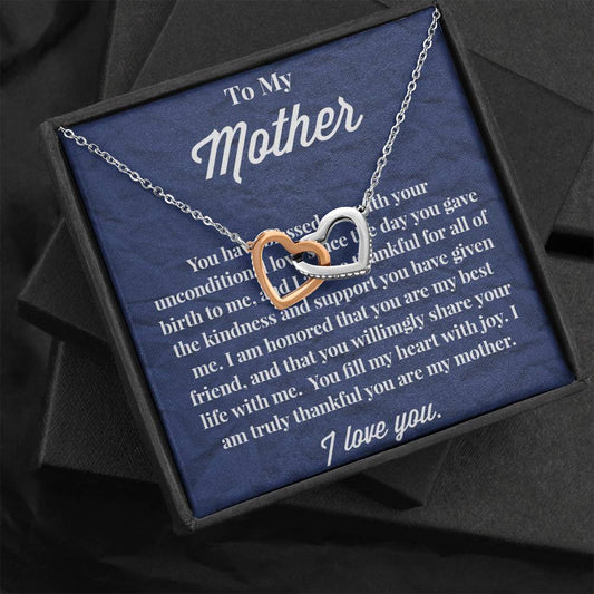 To My Mother Interlocking Hearts Necklace - Jewelry for Mom - Gift for Mom