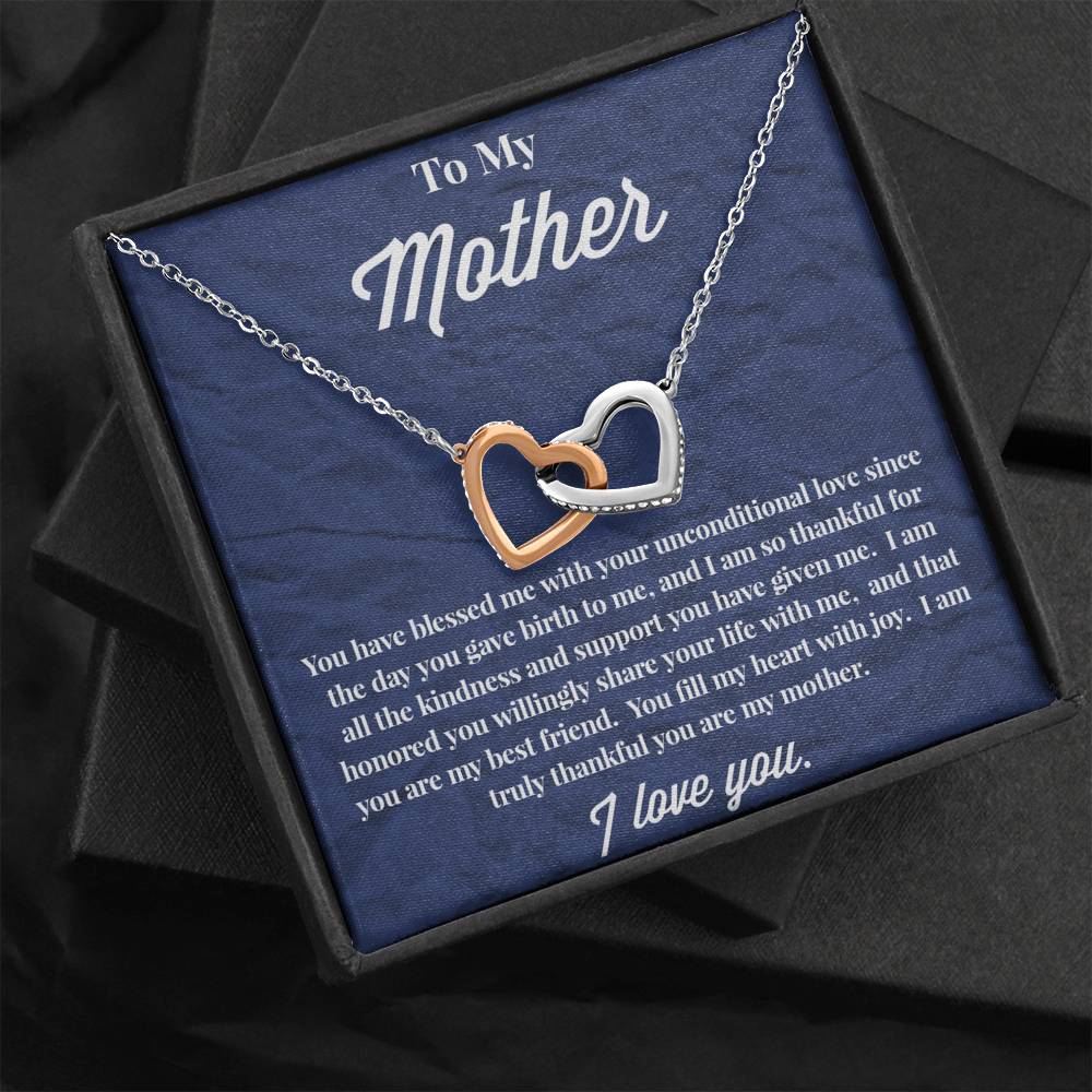 To My Mother Interlocking Hearts Necklace - Jewelry for Mom - Necklace for Mom - Gift for Mom