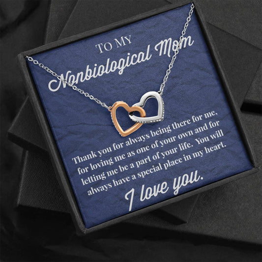 To My Nonbiological Mom Interlocking Hearts Necklace, Bonus Mom Necklace, Stepmom Necklace, Bonus Mom Jewelry