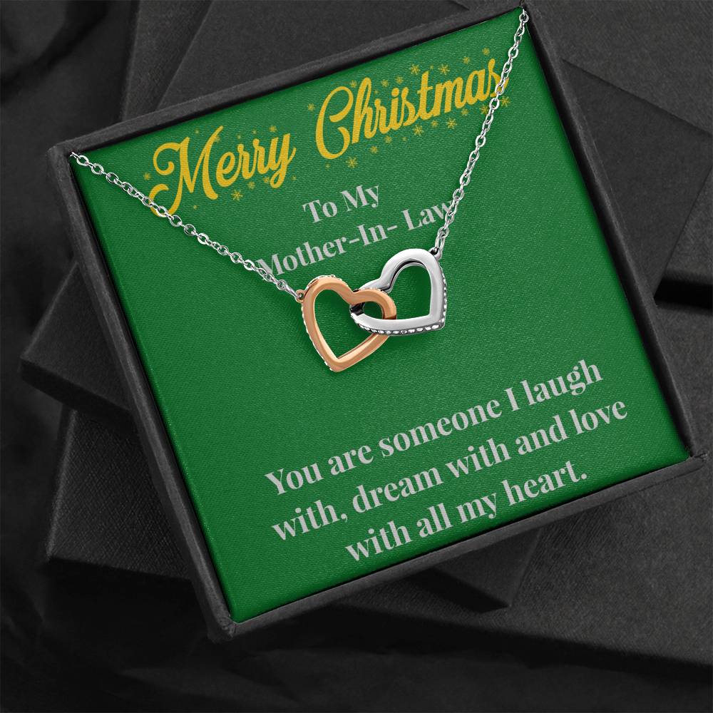 Merry Christmas To My Mother-In-Law Interlocking Hearts Necklace - Gift for Mother - Necklace for Mother-In-Law