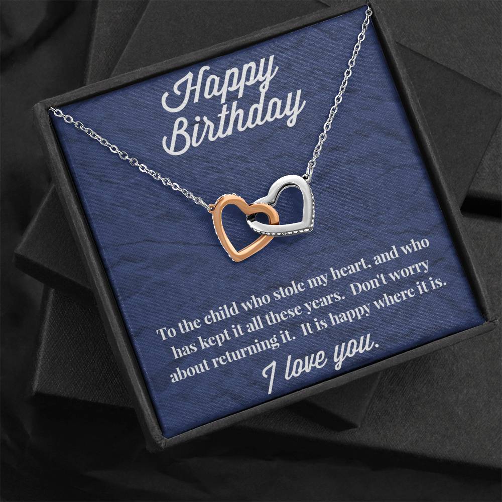 Happy Birthday Interlocking Hearts Necklace