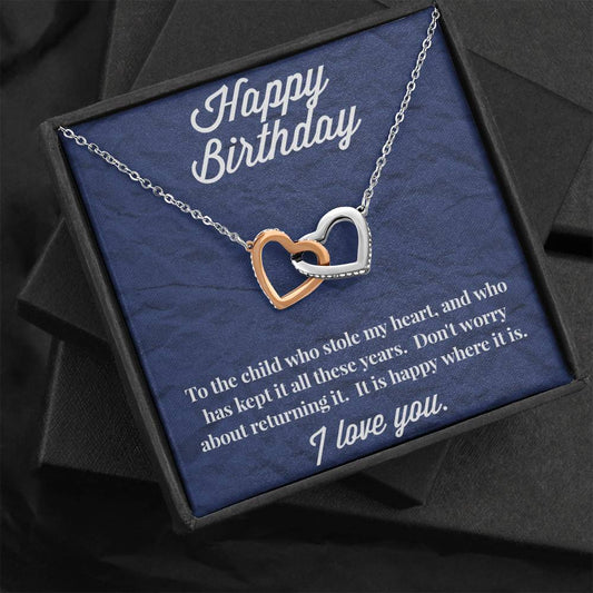 Happy Birthday Interlocking Hearts Necklace