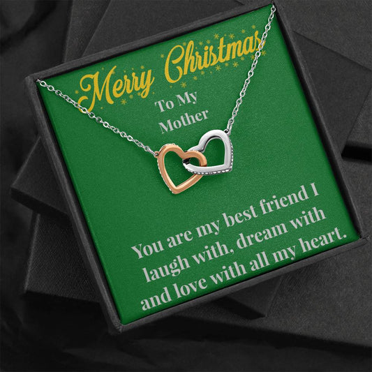 Merry Christmas To My Mother Interlocking Hearts Necklace - Gift for Mom - Necklace for Mom
