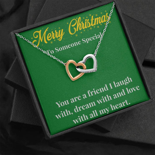 Merry Christmas To My Friend Interlocking Hearts Necklace - Gift for Friend - Necklace for A Friend