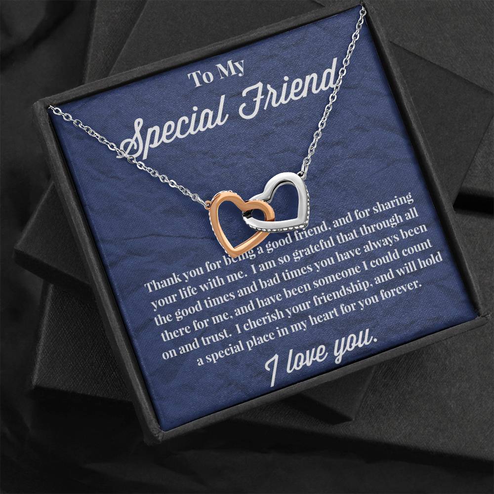 To My Special Friend Interlocking Hearts Necklace, Gift for Best Friend, Necklace for Friend