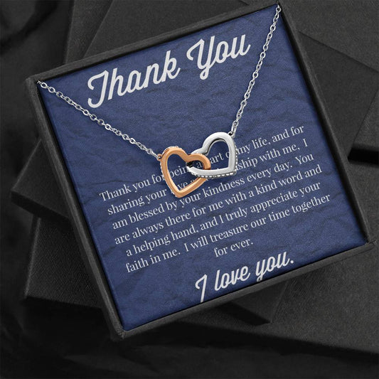 Thank You Interlocking Hearts Necklace