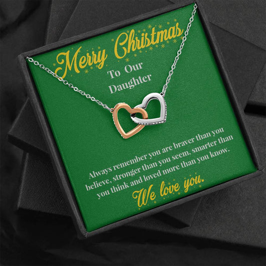 Merry Christmas to Our Daughter - Interlocking Hearts Necklace - Christmas Gift for Daughter - Necklace for Daughter