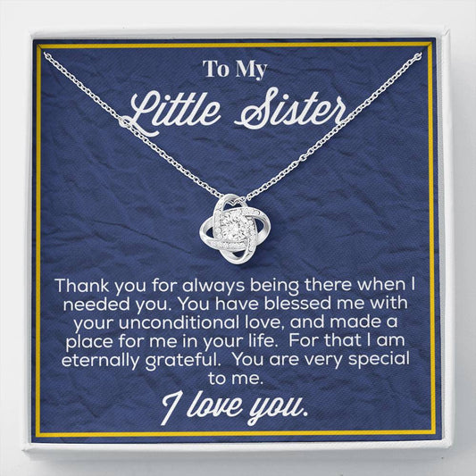 To My Little sister Love Knot Necklace
