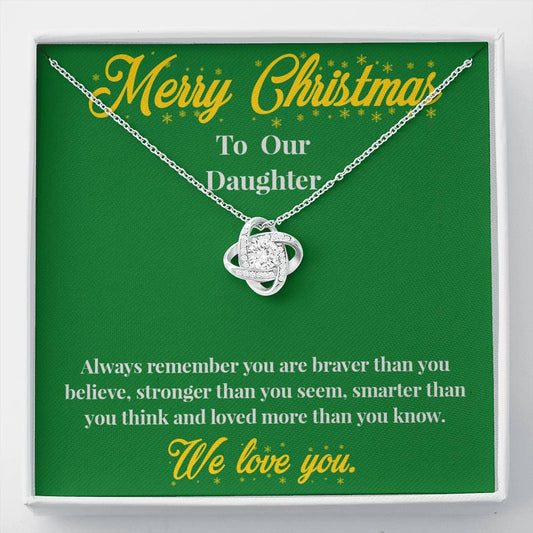 Merry Christmas to Our Daughter - Love Knot Necklace - Christmas Gift for Daughter - Necklace for Daughter