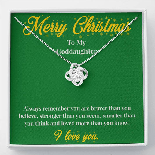 Merry Christmas To My Goddaughter - Love Knot Necklace - Christmas Gift for Goddaughter - Necklace for Goddaughter
