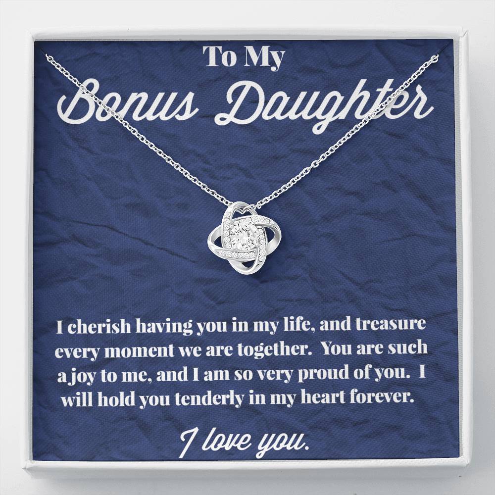 To My Bonus Daughter Love Knot Necklace, Stepdaughter Necklace, Bonus Daughter Jewelry, Nonbiological Daughter Necklace