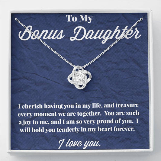 To My Bonus Daughter Love Knot Necklace, Stepdaughter Necklace, Bonus Daughter Jewelry, Nonbiological Daughter Necklace