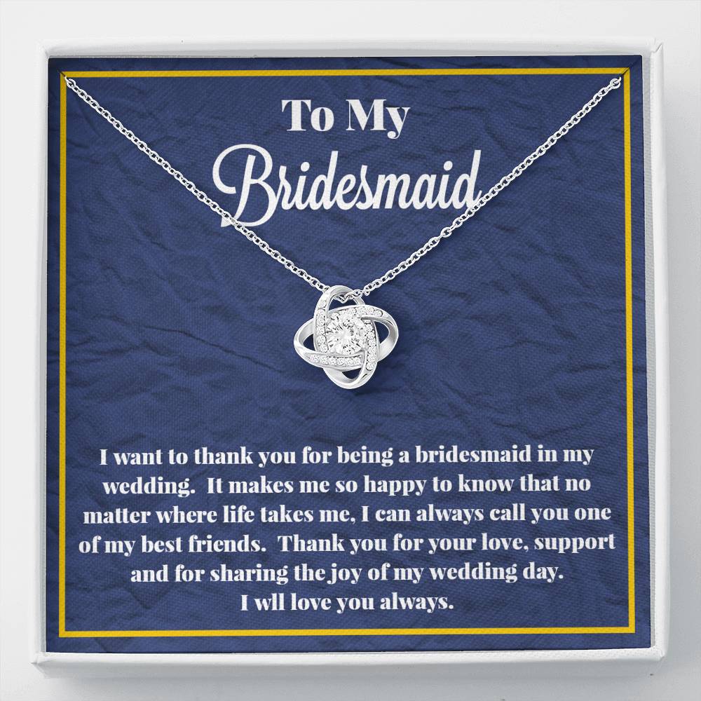 To My Bridesmaid Love Knot Necklace