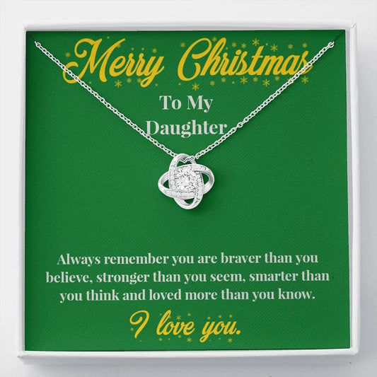 Merry Christmas to My Daughter - Love Knot Necklace - Christmas Gift for Daughter - Necklace for Daughter