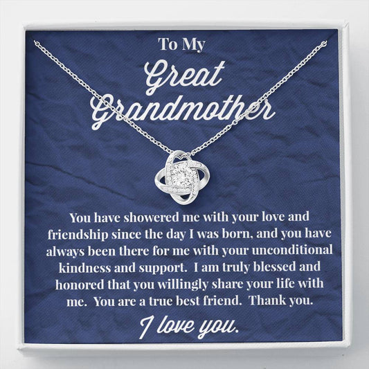 To My Great Grandmother Love Knot Necklace - Jewelry for Grandmother - Gift for Grandmother
