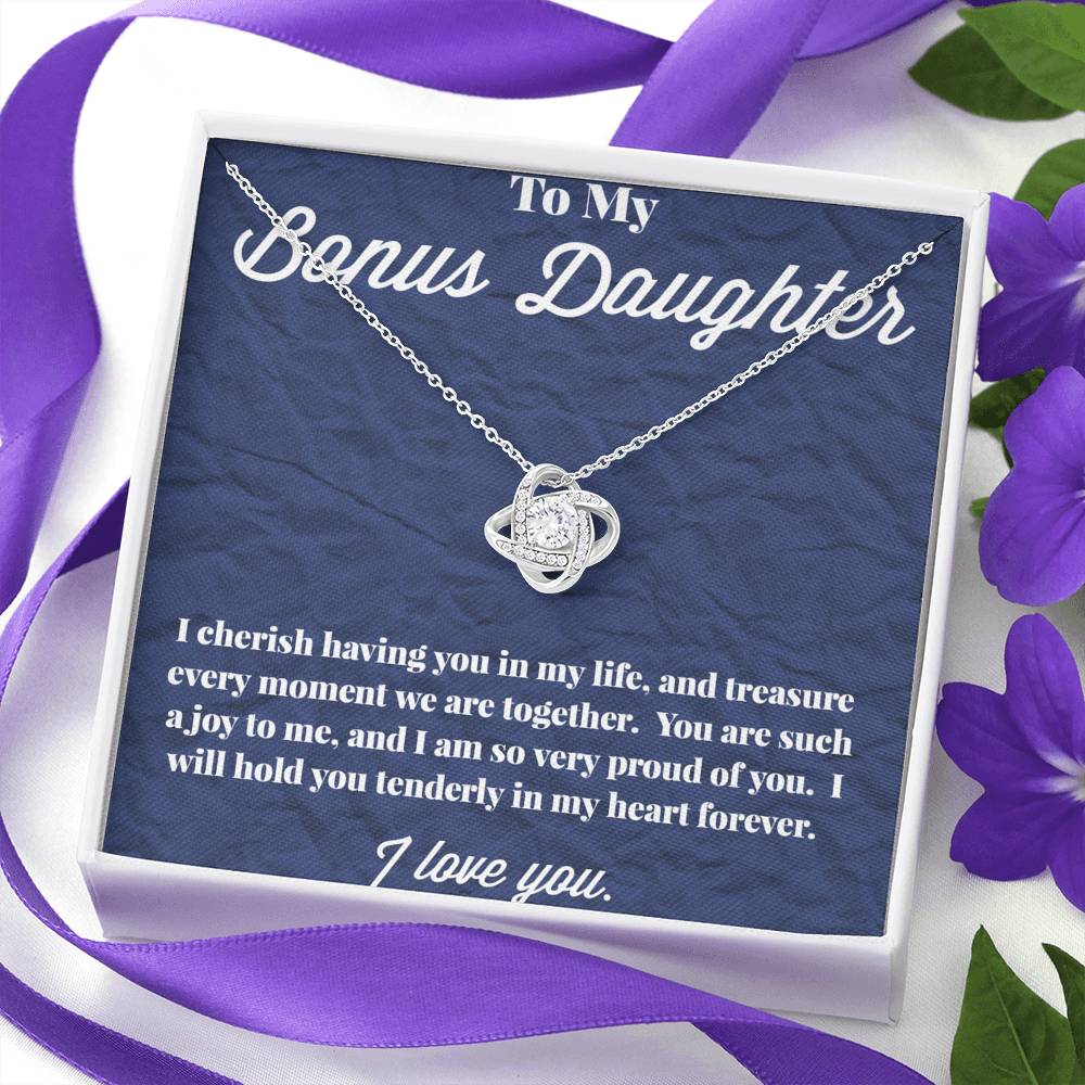 To My Bonus Daughter Love Knot Necklace, Stepdaughter Necklace, Bonus Daughter Jewelry, Nonbiological Daughter Necklace