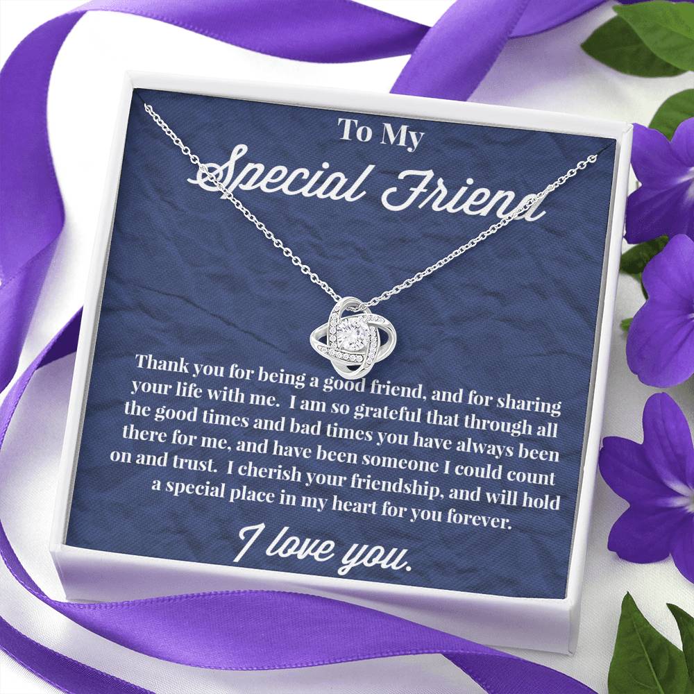 To My Special Friend Love Knot Necklace, Gift for Best Friend, Necklace for Friend